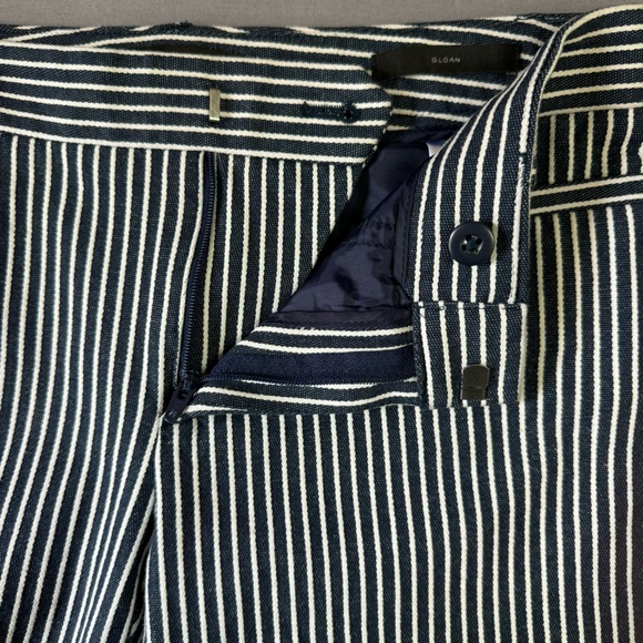 Banana Republic pants women 2 cotton blend slim ankle pin striped pants blue - Picture 3 of 13